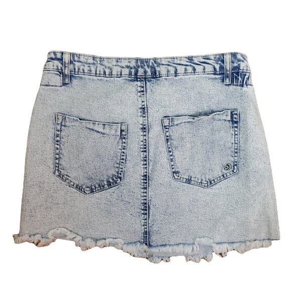 🚨161 Indigo Rein White Wash Frayed Hem Jean Mini Skirt - Picture 3 of 4